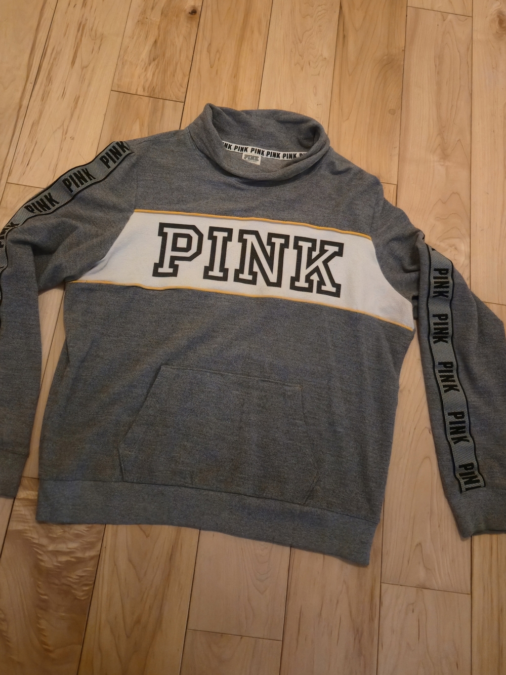 Victoria's Secret PINK Womens Gray Crewneck Sweatshirt with White Chest Panel
